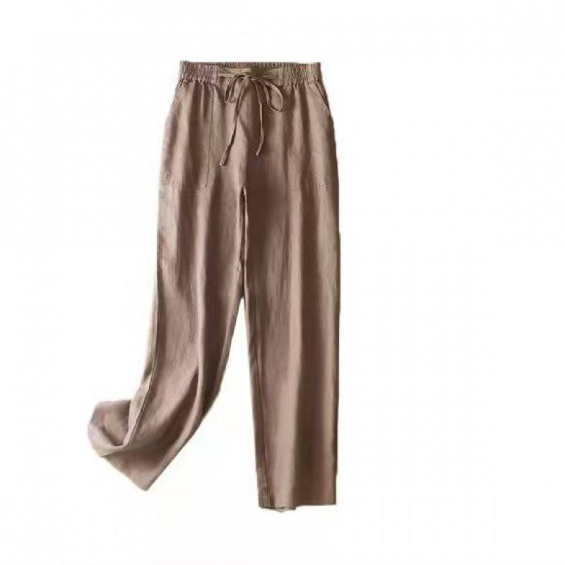 High Waist Straight Pants Drawstring Leisure