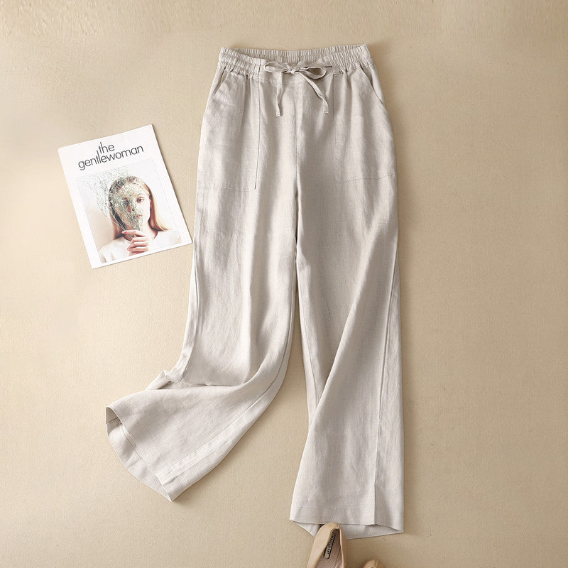 High Waist Straight Pants Drawstring Leisure