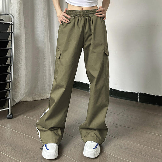 Elastic High Waisted Drawstring Casual Pants For Women