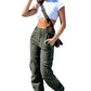 Women's Personality Fashion Stitching Straight Multi-pocket Cargo Pants