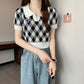 Polo Collar Ice Silk Knitted Short Sleeve T-shirt