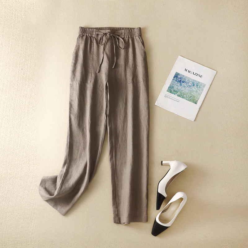 High Waist Straight Pants Drawstring Leisure