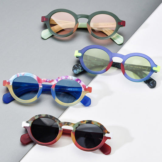 Color Matching Frosted Plate Oval Sunglasses Men And Women Retro