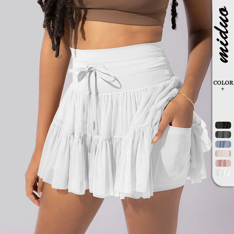 Women's Clothing Casual Lace Up Pleated Skirt Skirt