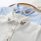 Flower Embroidered Cotton Round Neck Long Sleeve Shirt Women's Placket Rabbit Shirt