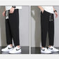 Ice Silk Quick-drying Pants Men's Thin Loose Straight Wide Leg Sports Casual Cropped Pants